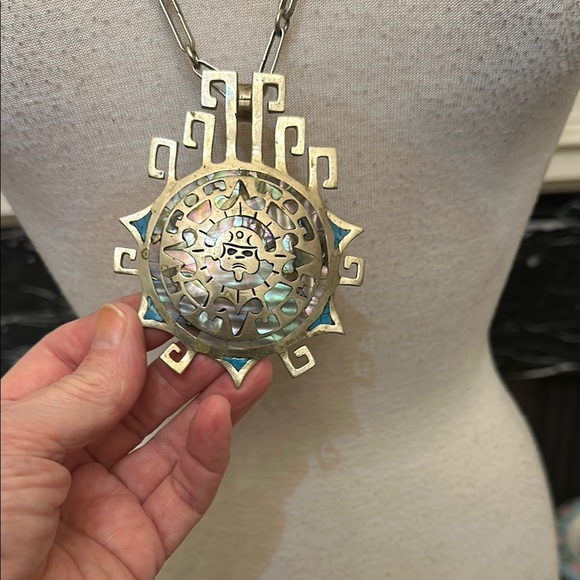 Silver with blue Mica accents “Tico” Mayan jewelry - Picture 1 of 3